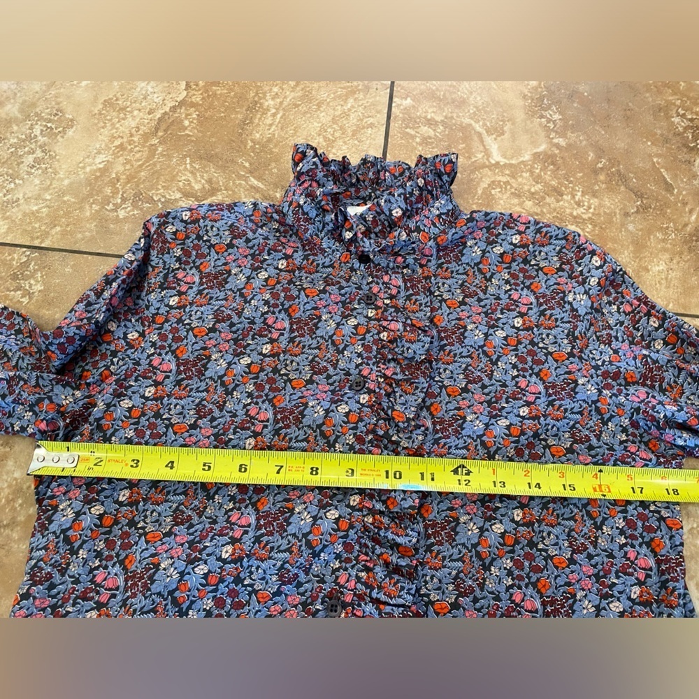 CYRILLUS PARIS Floral Ruffle Mock Neck Blouse Liberty Print Top US 8 FR 38 - Picture 13 of 14